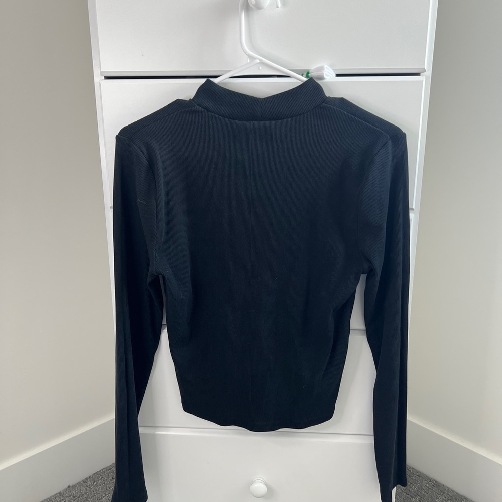 Abercrombie & Fitch Mock Neck Black Shirt Long Sleeve Size L - Picture 2 of 2